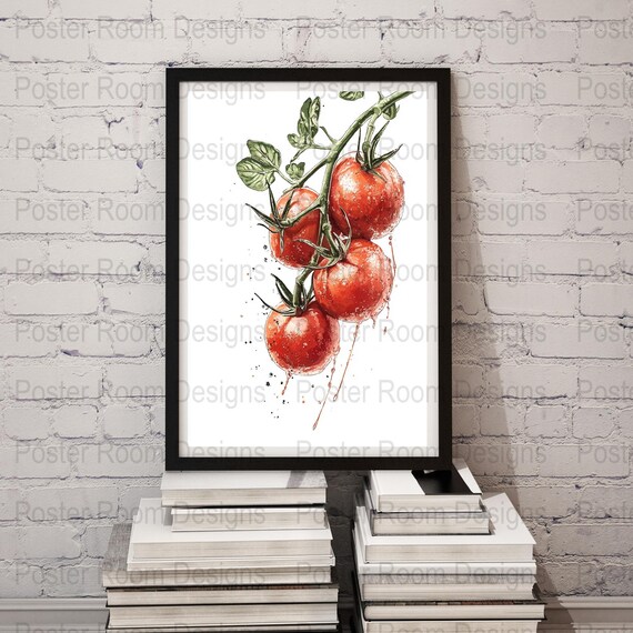 Tomato Watercolor Art Print Kitchen Food Wall Decor Vegetable Painting Modern Culinary Poster Rustic Kitchen Art