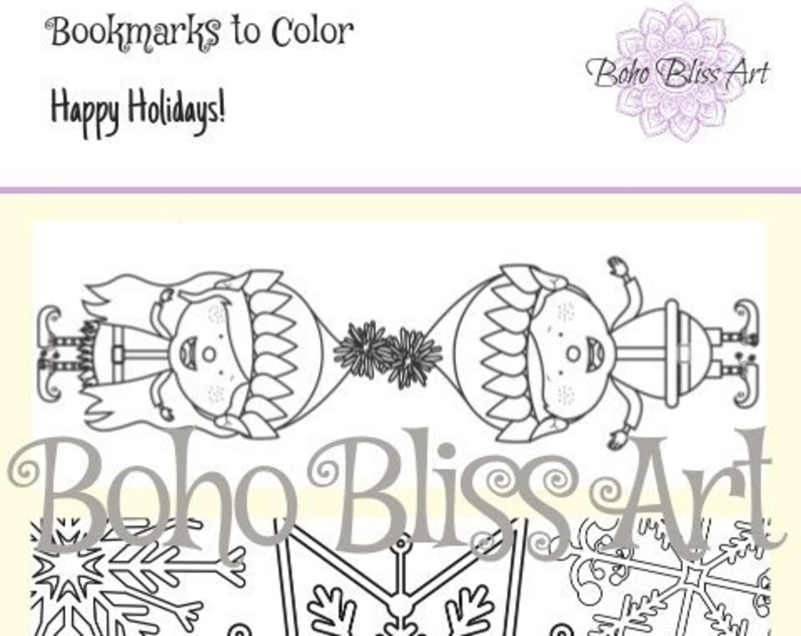 Christmas Coloring Bookmarks Snowman Elf Snowflake Kids Craft - Image 2