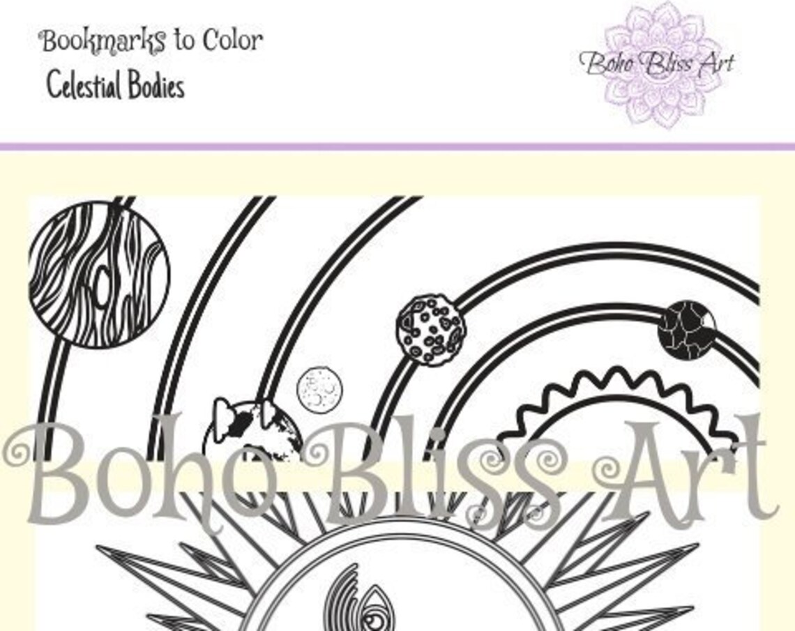 Celestial Bodies Coloring Bookmarks, Set of 6 - Image 2