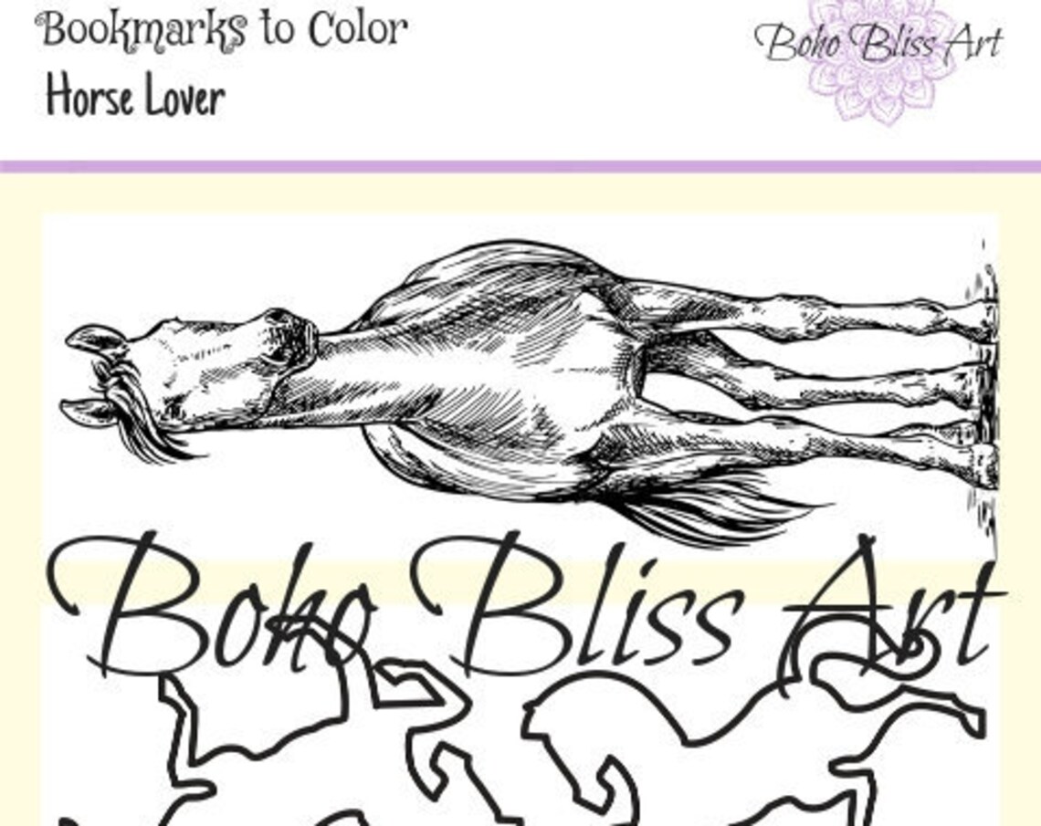 Horse Lover Bookmarks to Color, Art Print Set - Image 2