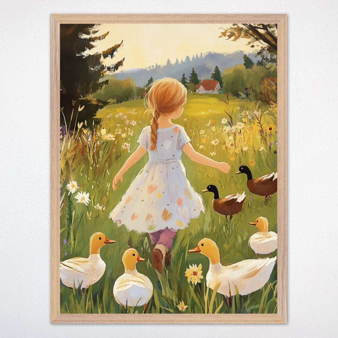 Duck Wall Art For Girl Whimsical Duck Playroom Framed Art Farmhouse Style Kids Decor Country Ducks Poster Girl Bedroom Wall Art