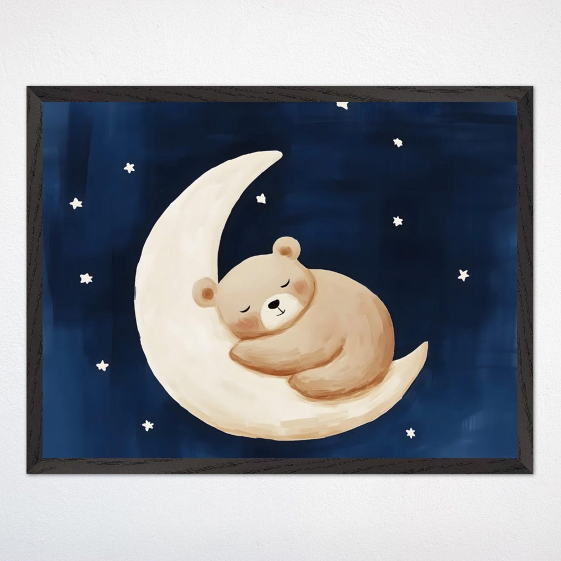 Bear Space Nursery Art Print, Moon And Stars
