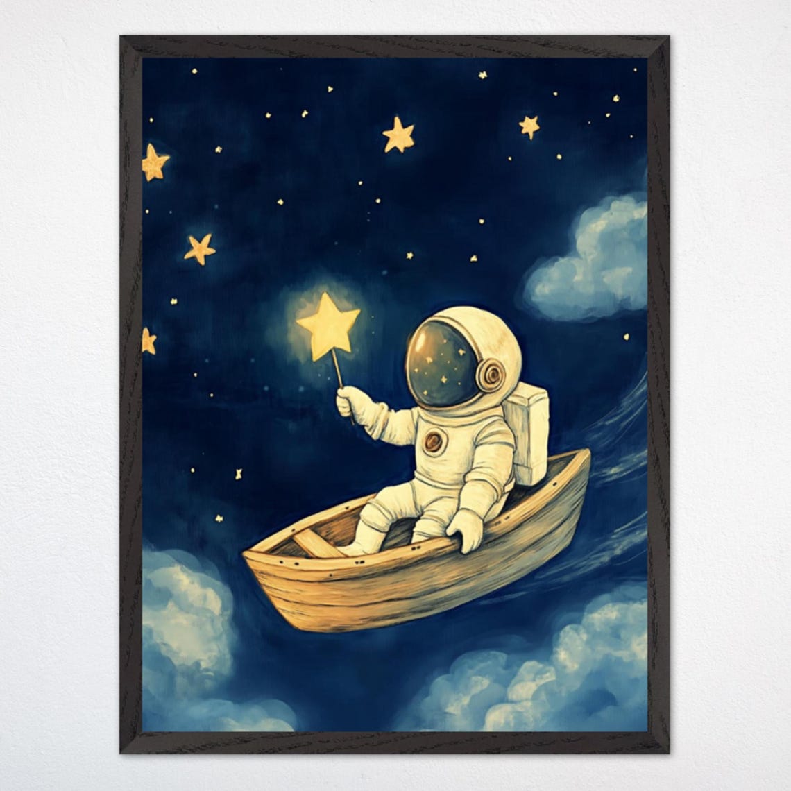 Astronaut Moon Mariner Print Space Nursery Kids Room Decor