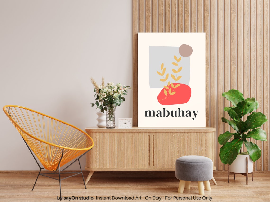 Filipino Mabuhay Modern Boho Leaf Abstract Cultural Home Decor Poster - Image 2