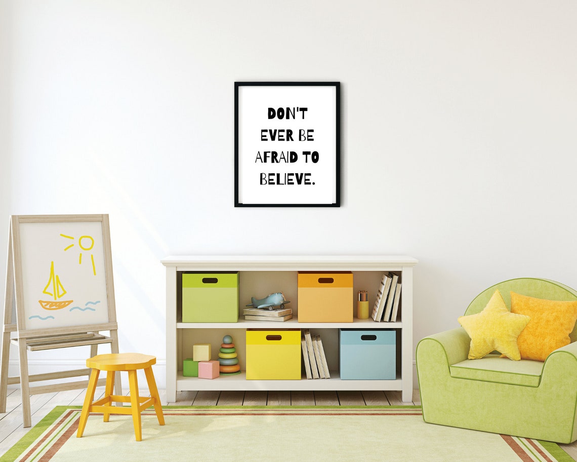 Don't Ever Be Afraid To Believe Hand Lettered Inspirational Wall Art - Image 2