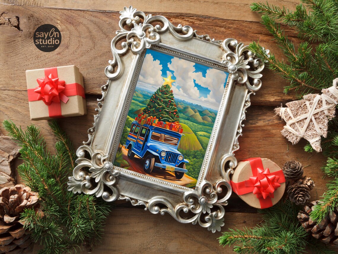 Filipino Christmas Jeepney Ride Through Bohol Chocolate Hills Poster - Image 5