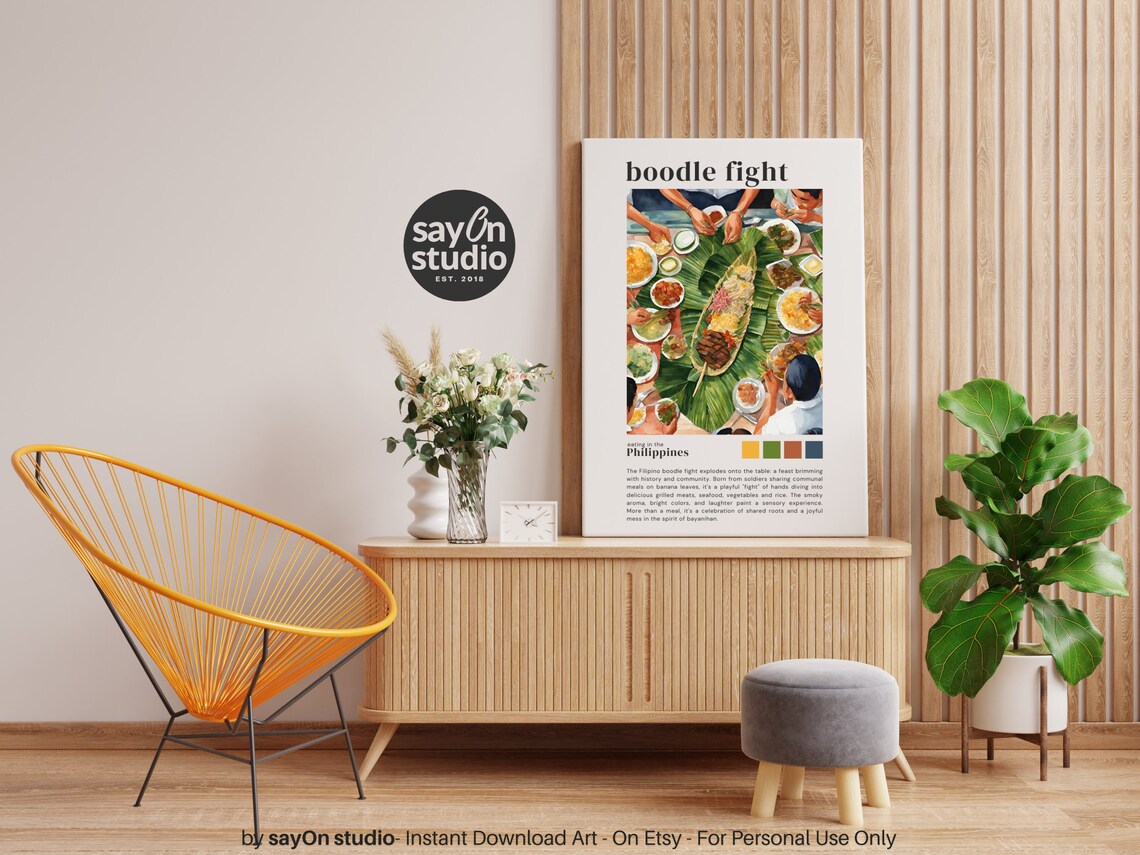 Watercolor Boodle Fight Kamayan Filipino Food Art Print - Image 5