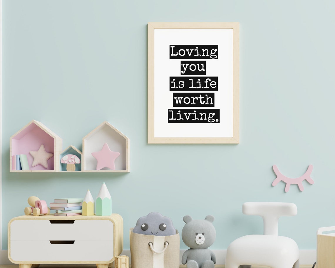 Loving You Is Life Worth Living Black White Romantic Typography Poster - Image 3