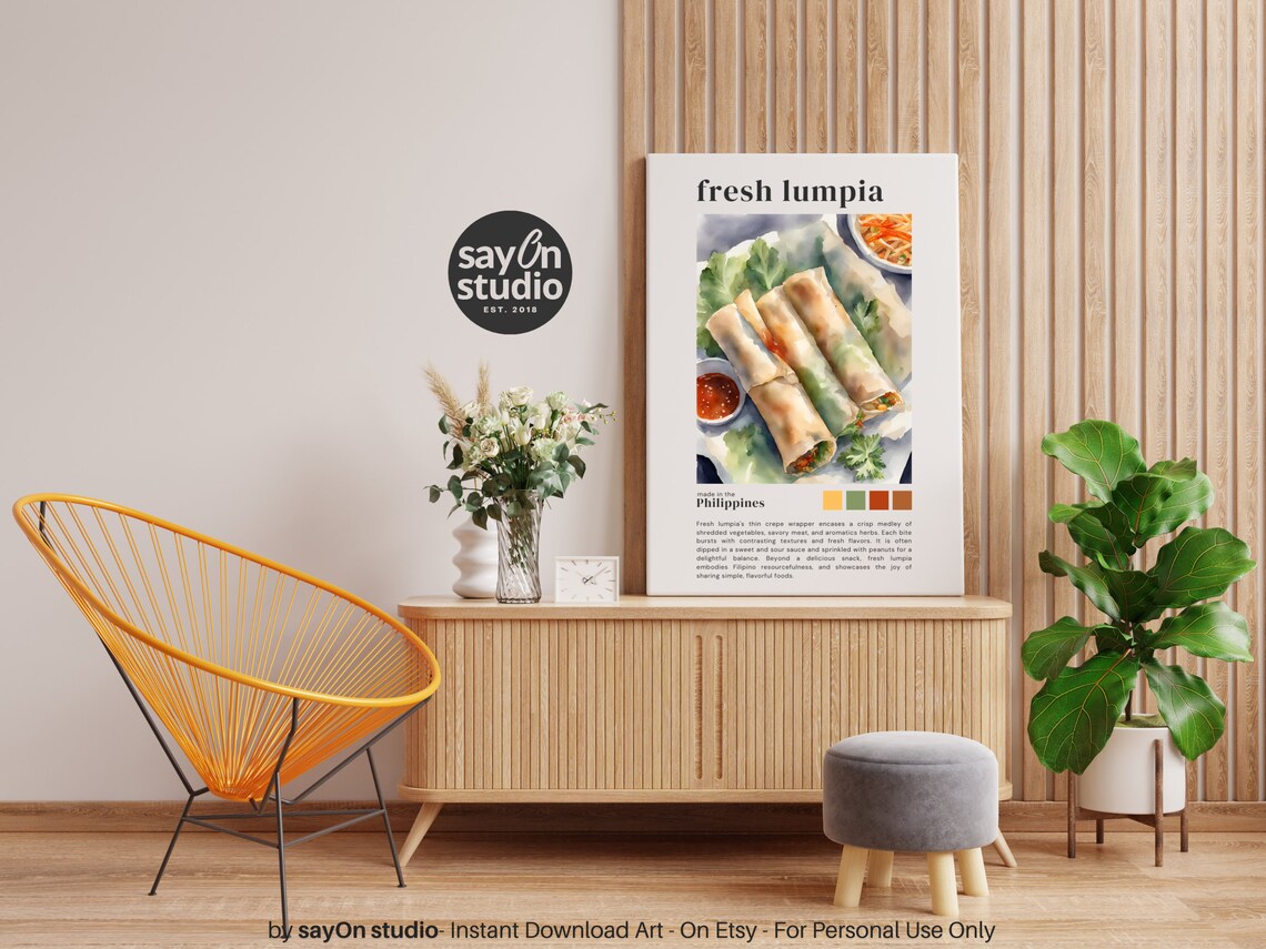 Filipino Fresh Lumpia Spring Rolls Watercolor Kitchen Decor Poster - Image 5