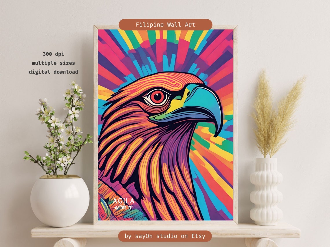 Philippine Eagle Agila Pop Art Rainbow Burst Colorful Bird Poster