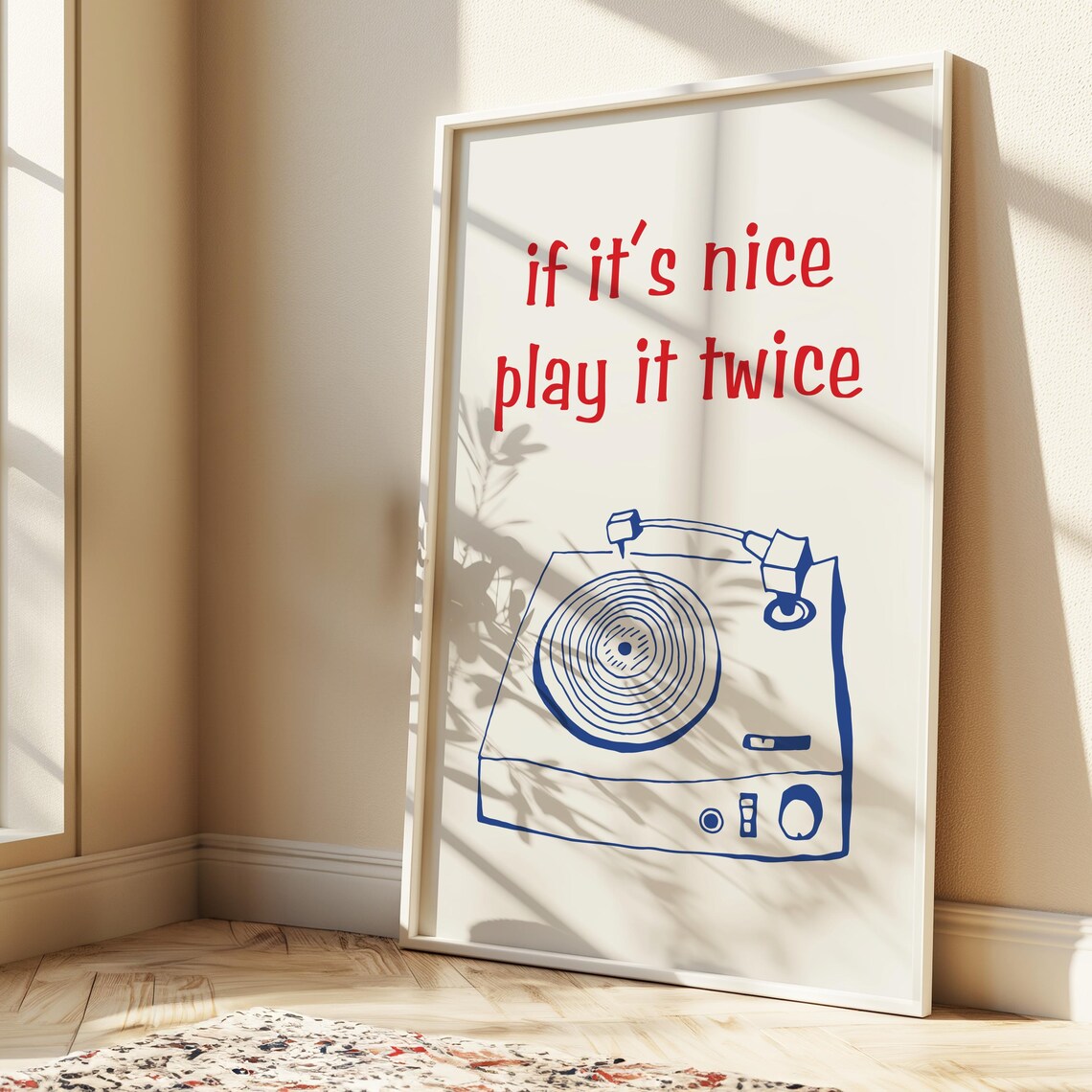 If Its Nice Play It Twice Red Quote Vinyl Turntable Music Print - Image 4