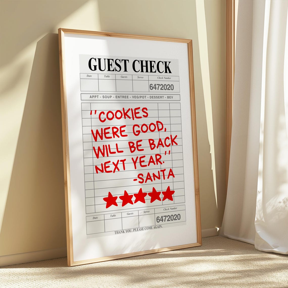 Santa Guest Check Cookies Five Star Review Funny Christmas Poster - Image 3
