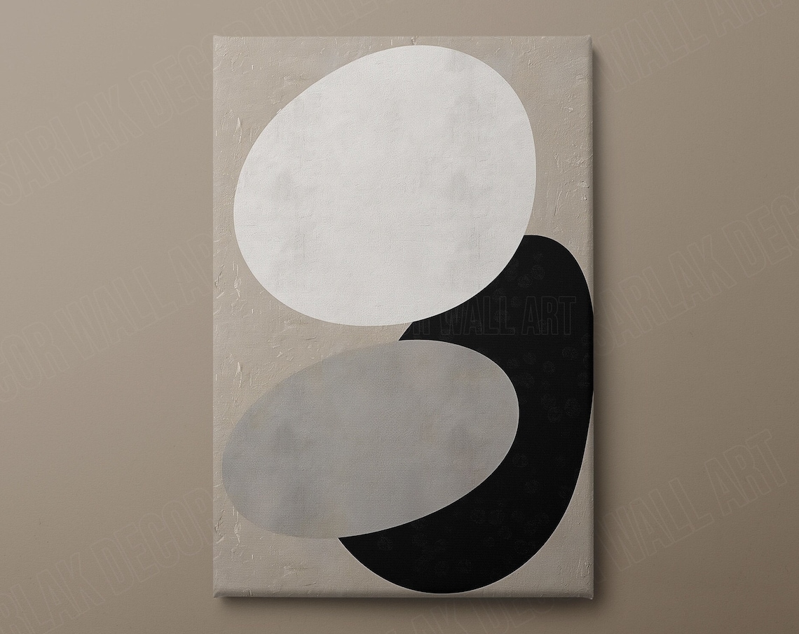 Beige Minimalist Abstract Ovals Neutral Modern Wall Art Poster