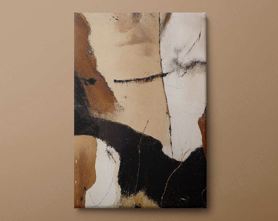 Brown Beige Black Organic Abstract Shapes Modern Minimalist Wall Art