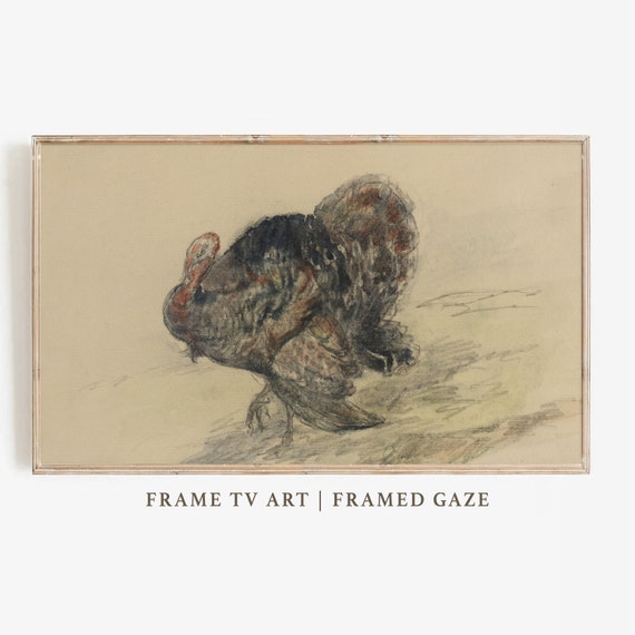Frame Tv Art Thanksgiving Vintage Sketch Turkey Art For Frame Tv Farmhouse Decor Instant