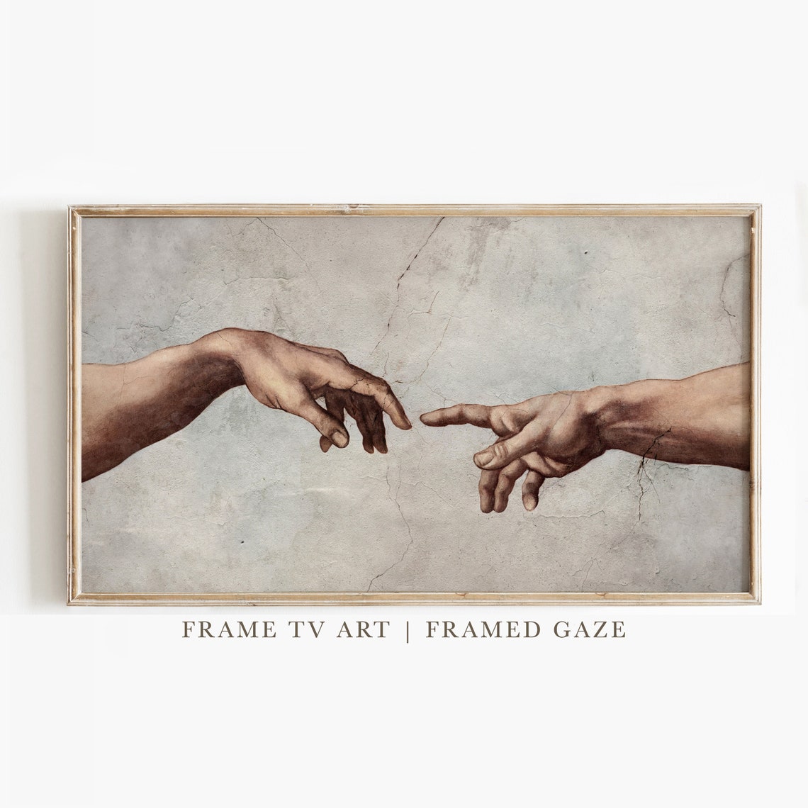 Michelangelo Creation Of Adam Hands Detail Renaissance Frame TV Poster