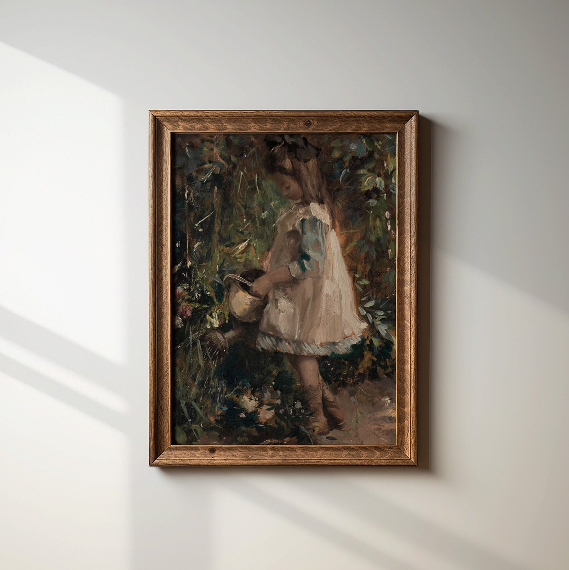 Girl Watering Flowers Garden Vintage Childhood Portrait Poster - Image 2