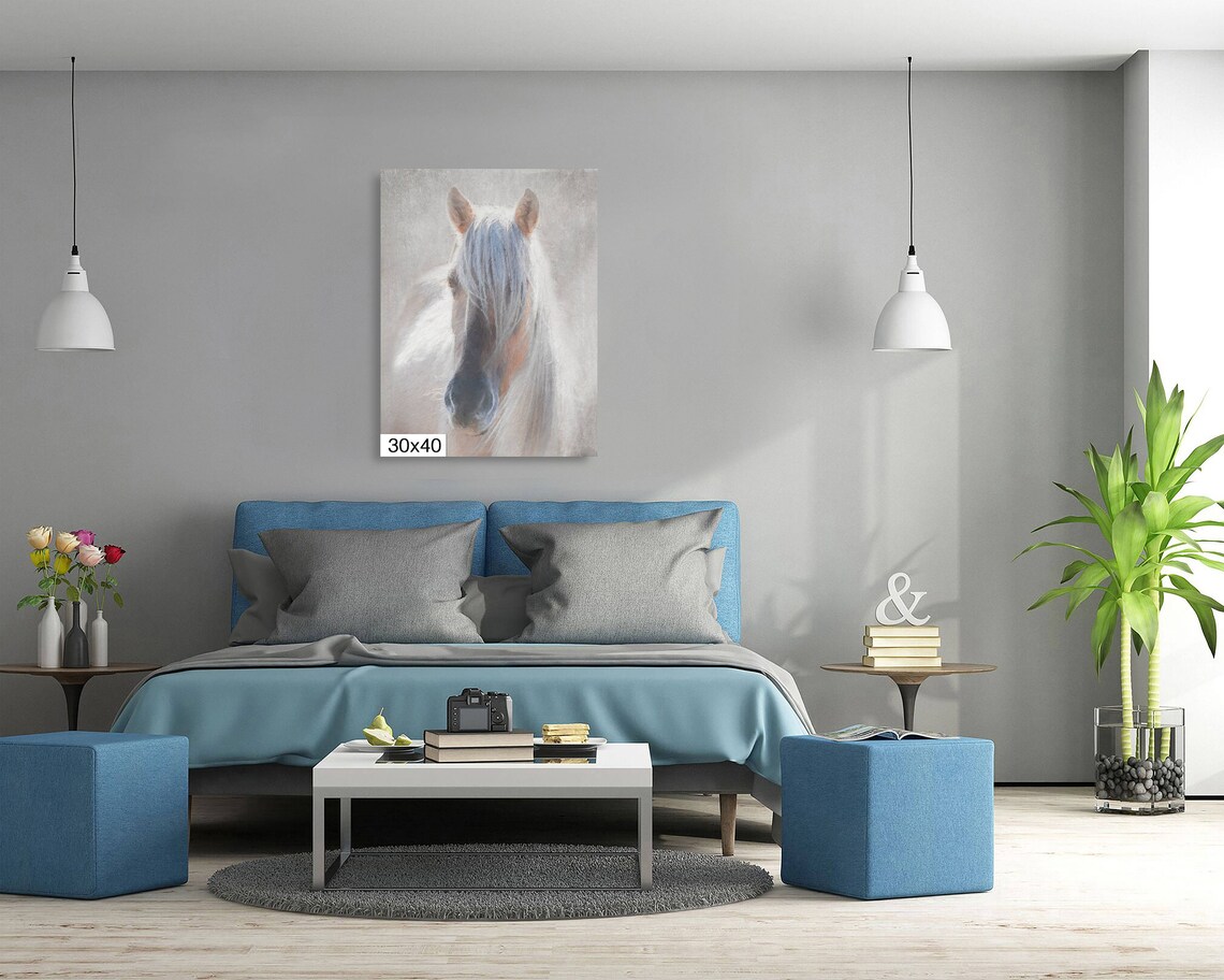 Abstract White Horse Head Profile Painterly Equine Art Wall Poster - Image 5
