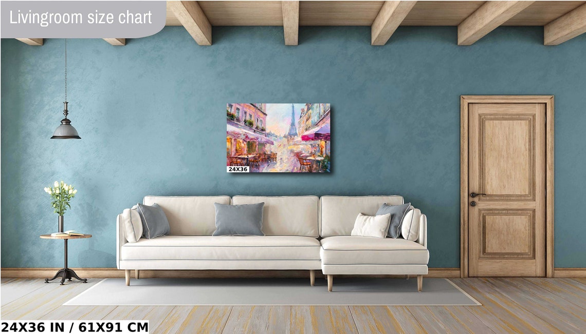 Paris Cafe Terrace With Eiffel Tower Pastel Impressionist Art Poster - Image 2