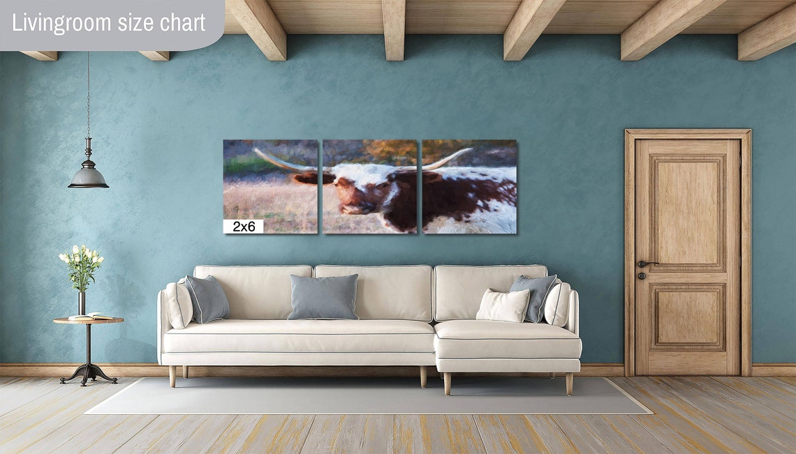 Texas Longhorn Cow Head Close Up Painterly Farm Animal Art Poster - Image 4