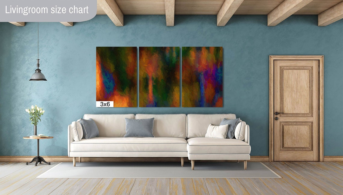 Abstract Warm Autumn Brushstrokes Impasto Textured Modern Art Poster - Image 2