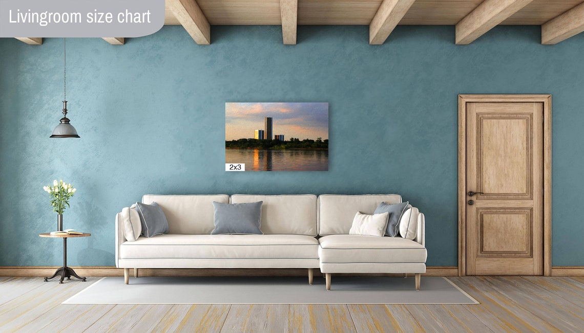 Tulsa CityPlex Towers Across the River Golden Hour Painterly Poster - Image 4