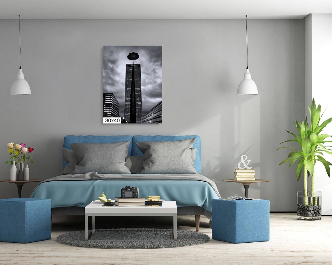 Artificial Cloud Sculpture Tulsa BOK Tower Mono City Art Print - Image 5