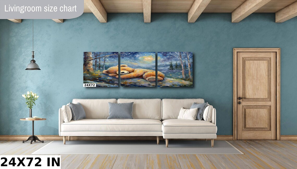 Teddy Bear Moon And Stars Nursery Decor Art Print - Image 3