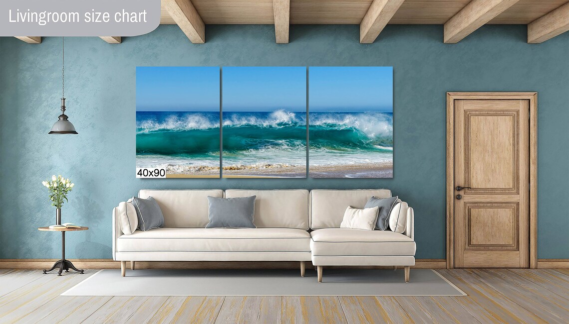 Turquoise Ocean Wave Crashing on Shore Blue Sky Surf Travel Poster - Image 2