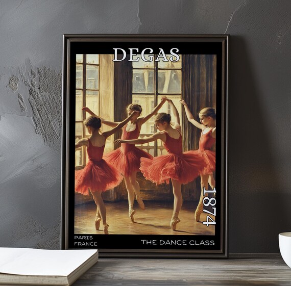 Degas 1874 Four Dancers in Red Tutus Practicing at Paris Windows Poster