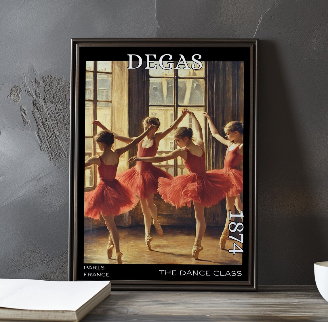 Degas 1874 Four Dancers in Red Tutus Practicing at Paris Windows Poster