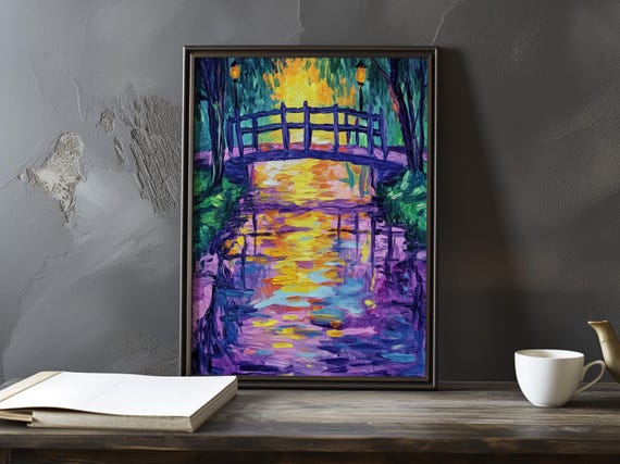 Bridge Reflections On A River Armand Guillaumin Inspired Poster Art Print Large Wall Decor Impressionism Prints Posters