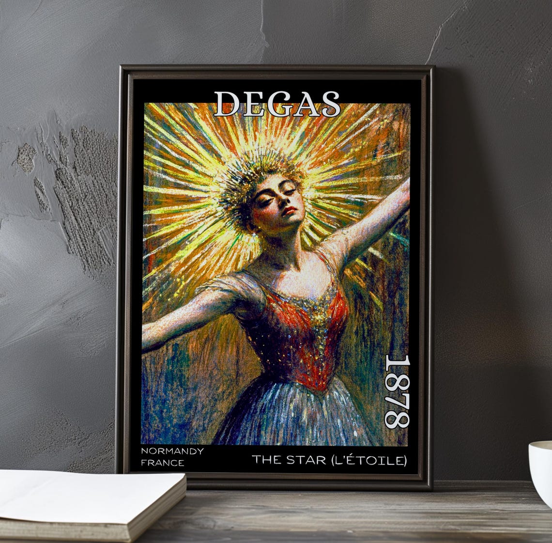 Radiant Dancer Portrait with Sunburst Halo Degas-Style Star Poster