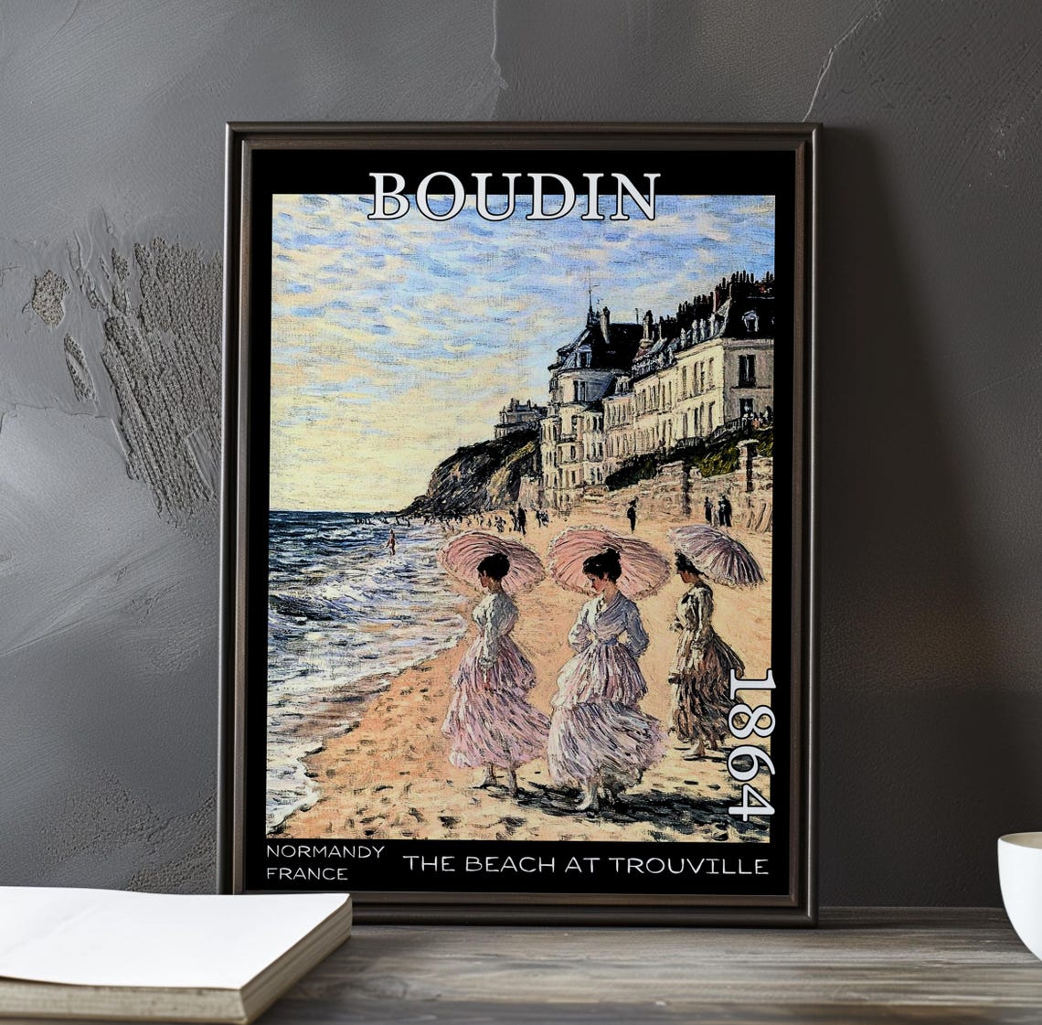 Eugene Boudin Trouville Pink Parasols Beachfront 1864 Poster
