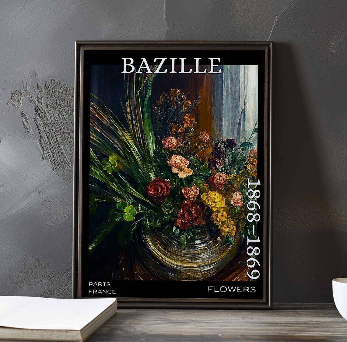 Bazille Flowers 1868-1869 Bouquet of Roses in a Dark Bowl Poster