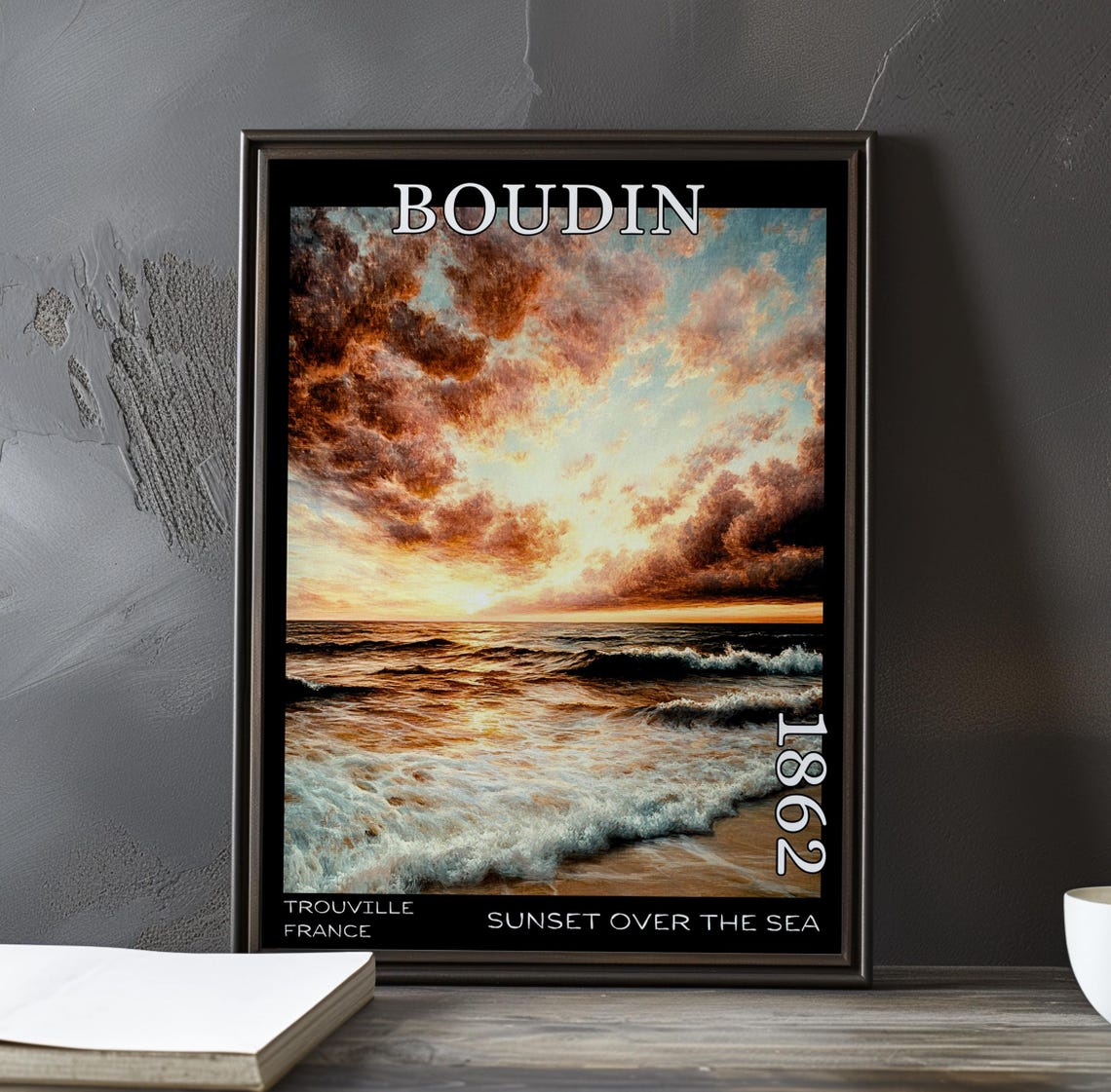 Eugène Boudin Foaming Waves Under a Soft Sunset Sky 1862 Poster