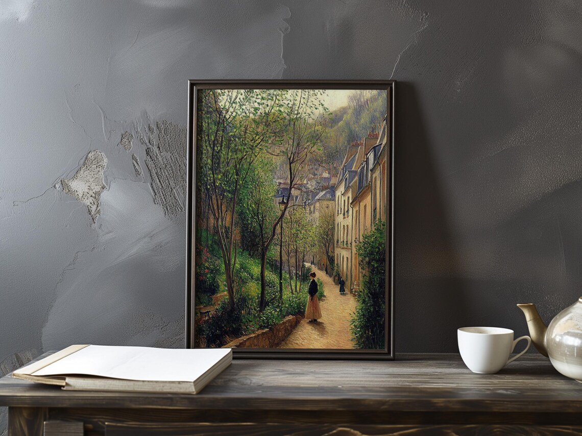 Pissarro Inspired Woman on a Garden Path by Paris Houses Poster