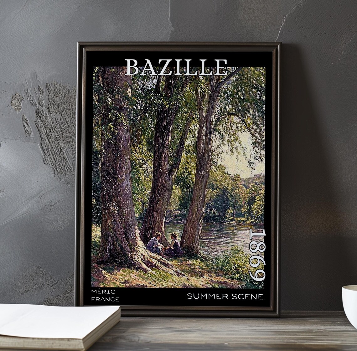 Frédéric Bazille Summer Scene 1869 Méric France Riverside Trees Poster