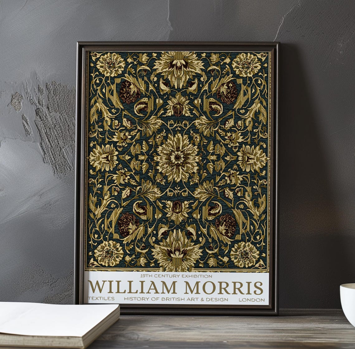 William Morris Gold Chrysanthemum Textile Art Exhibition Poster