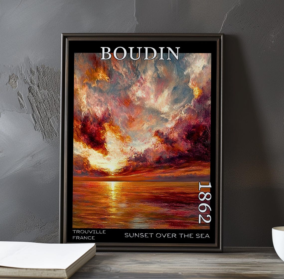 Eugène Boudin Explosive Sunset Clouds Over a Calm Sea 1862 Poster