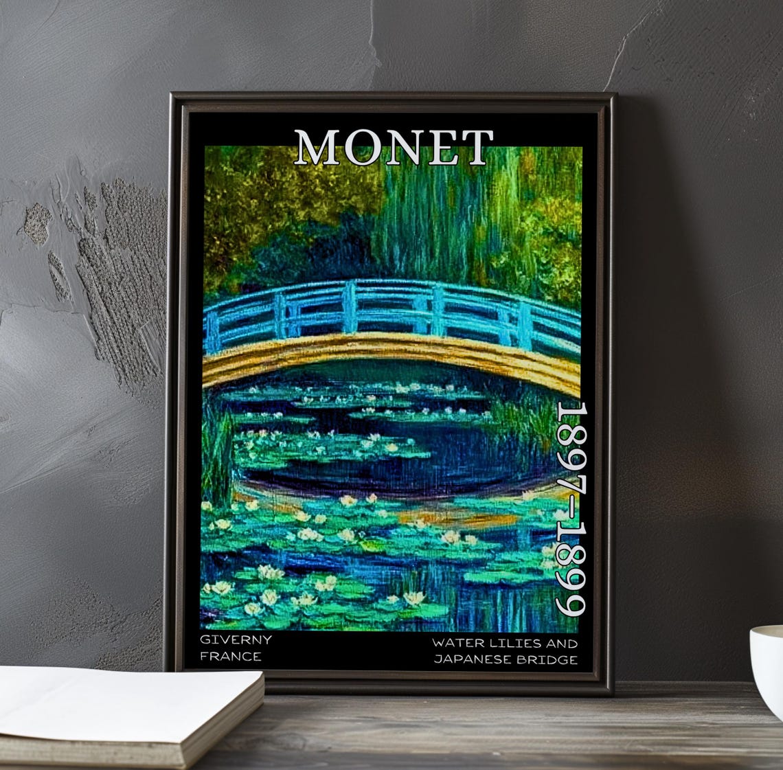 Japanese Bridge White Lily Carpet Bloom Monet 1897-1899 Poster