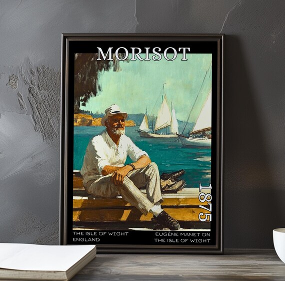 Berthe Morisot Seaside Man in Straw Hat Isle of Wight Poster