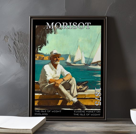 Eugne Manet On The Isle Of Wight 1875 Berthe Morisot Print Poster Impressionism Post Impressionist Seaside 19th Century Figure Art