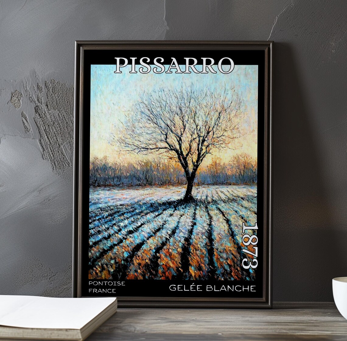 Pissarro 1873 Gelée Blanche Lone Tree Frosty Plowed Field Poster