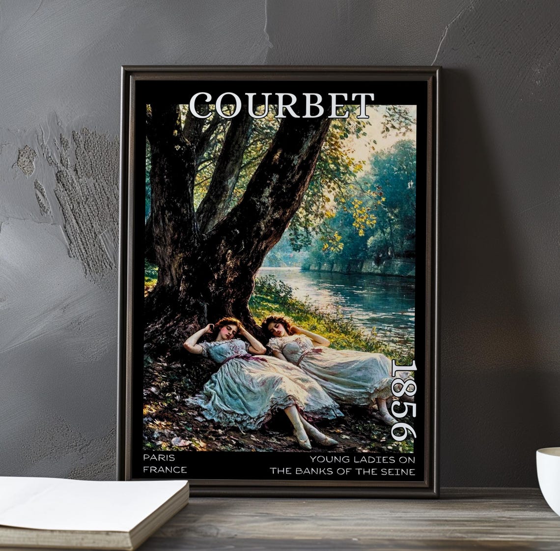 Gustave Courbet Two Ladies Reclining Against Tree 1856 Poster