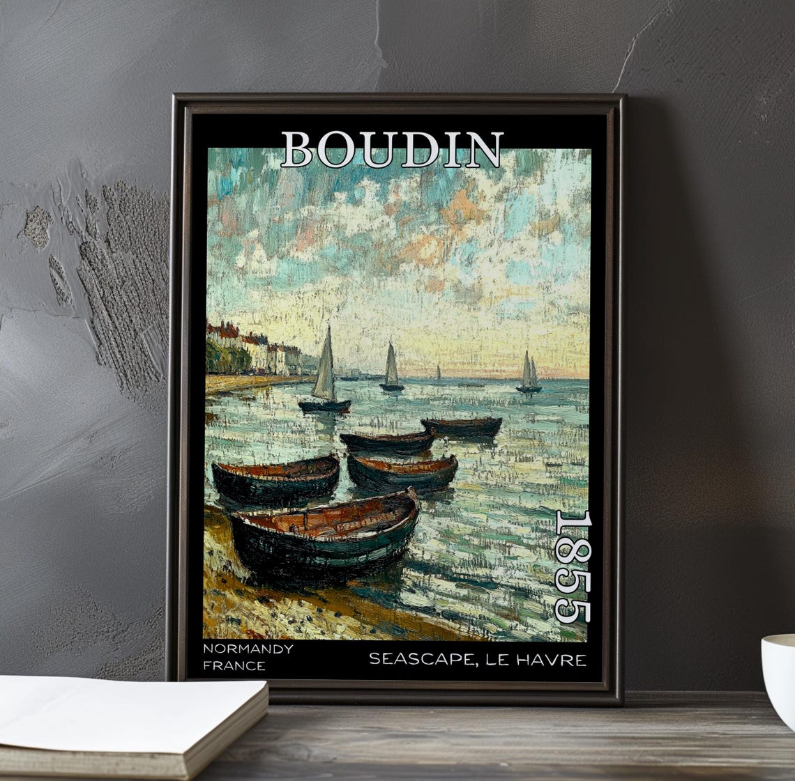 Eugene Boudin Le Havre Seascape 1855 Fishing Boats Shore Poster