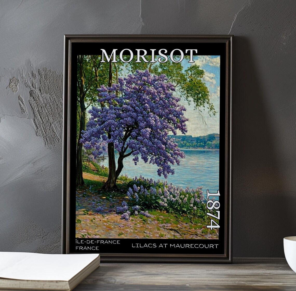 Morisot Lilacs at Maurecourt 1874 Full Lilac Tree by the Lake Poster