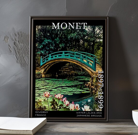 Japanese Bridge Photo Style Lotus Blossoms Monet 1897-1899 Poster