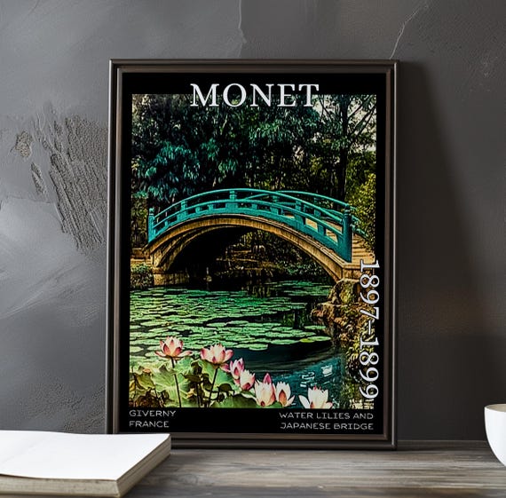 Water Lilies Japanese Bridge 18971899 Claude Monet Print Poster Impressionism Post Impressionist Pond Scene French Floral View Art