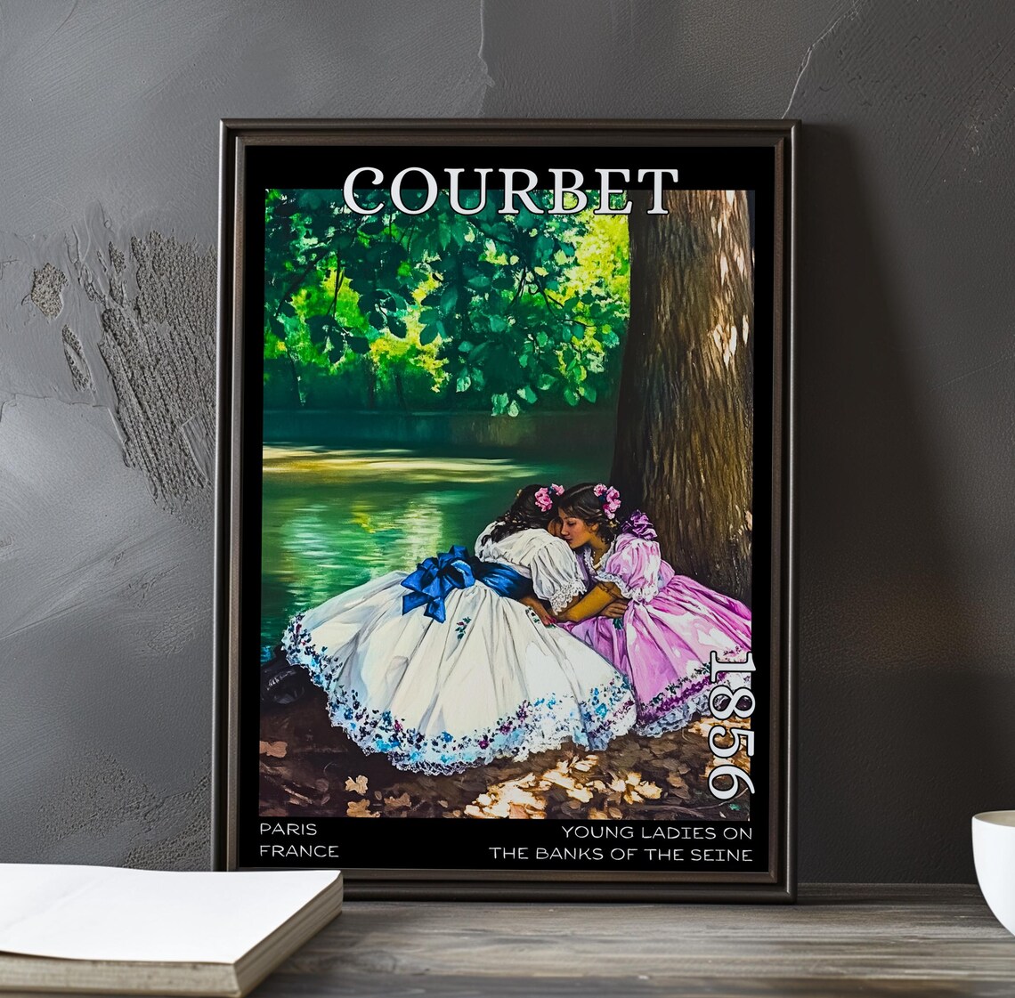 Gustave Courbet Flower Crown Girls by Sunlit Water 1856 Poster